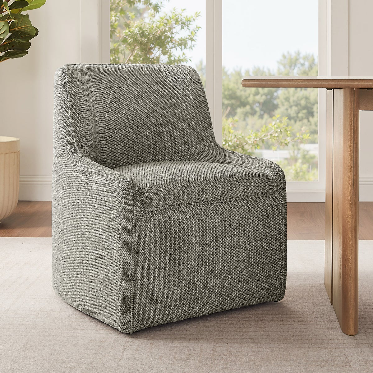 Aiden & Ivy Fabric Dining Chair with Castors