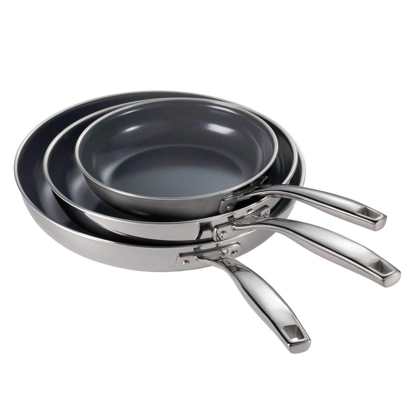 Tramontina Stainless Steel with Ceramic Non-stick Skillet Set, 3-pieces - image 1