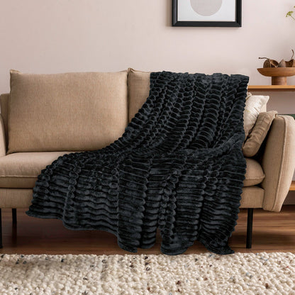 Wide Ribbed Flannel Blanket