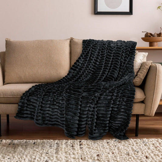Wide Ribbed Flannel Blanket