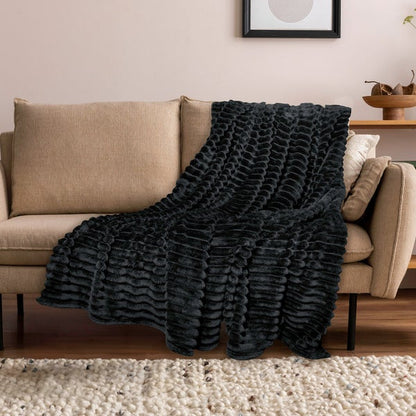 Wide Ribbed Flannel Blanket