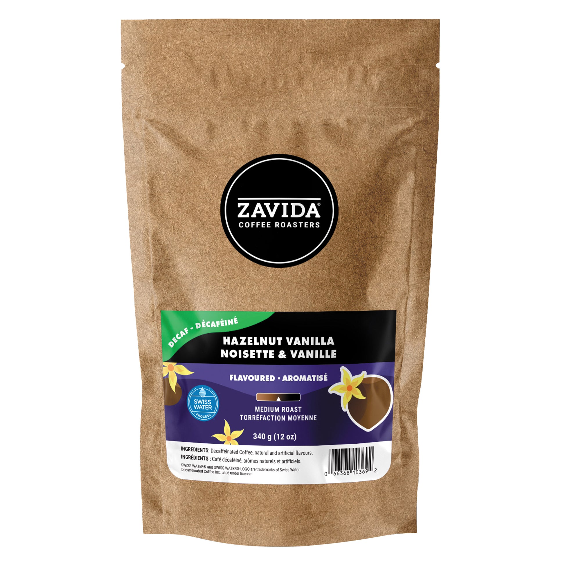 Zavida Decaf Hazelnut Vanilla Whole Bean Coffee, 4 x 340 g - image 2