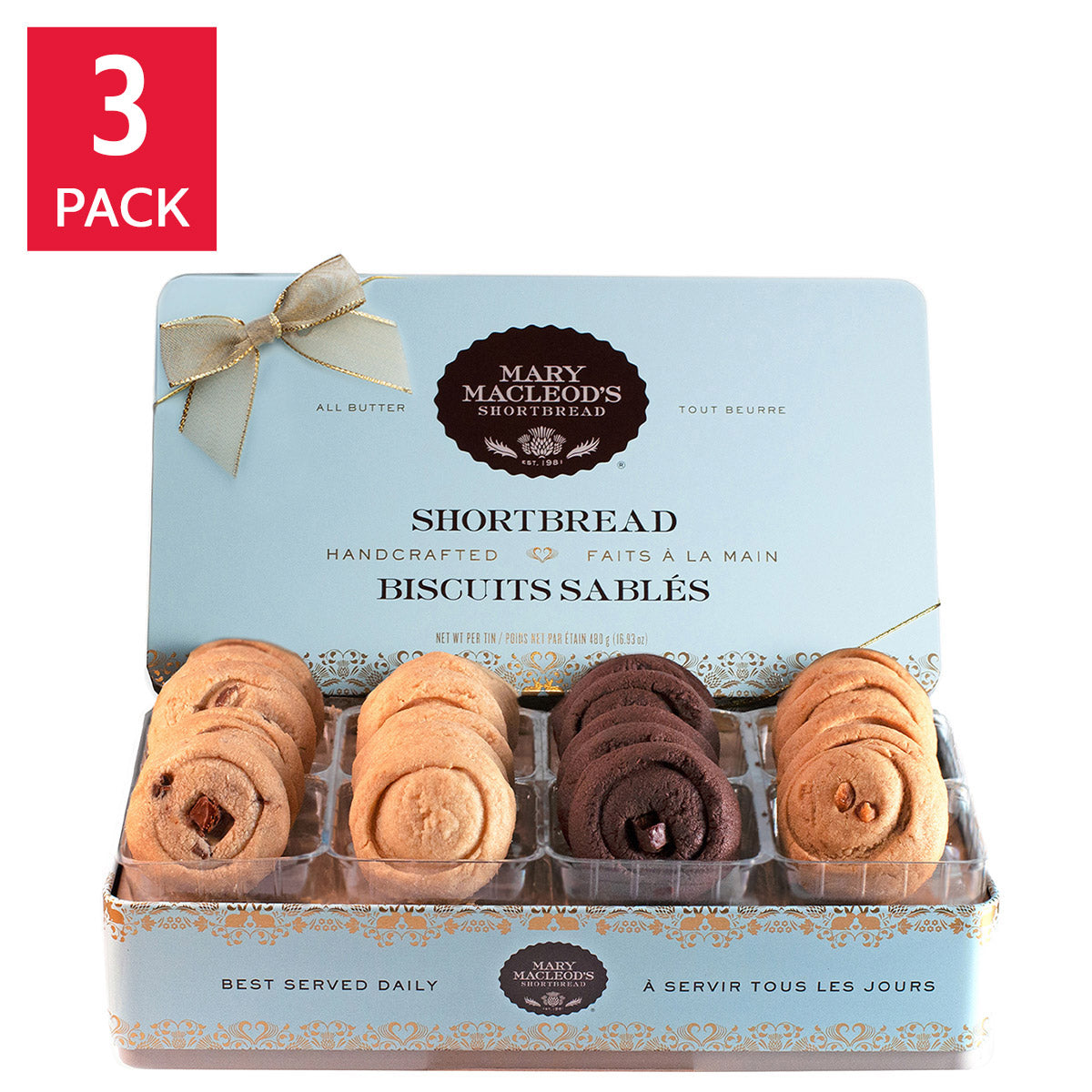 Mary Macleod's Shortbread Cookie Tins, Variety Pack, 3 x 24 Cookies - image 1