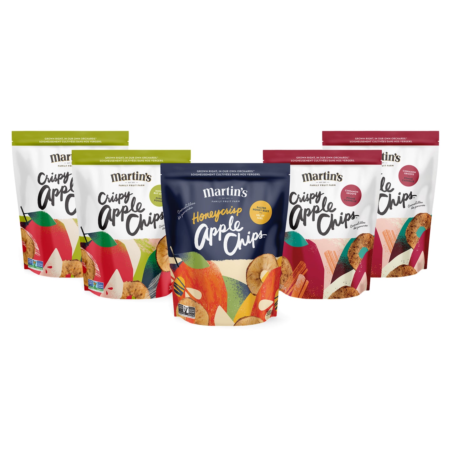 Martin's Crispy Apple Chips, Variety Pack, 5 × 300 g - image 1