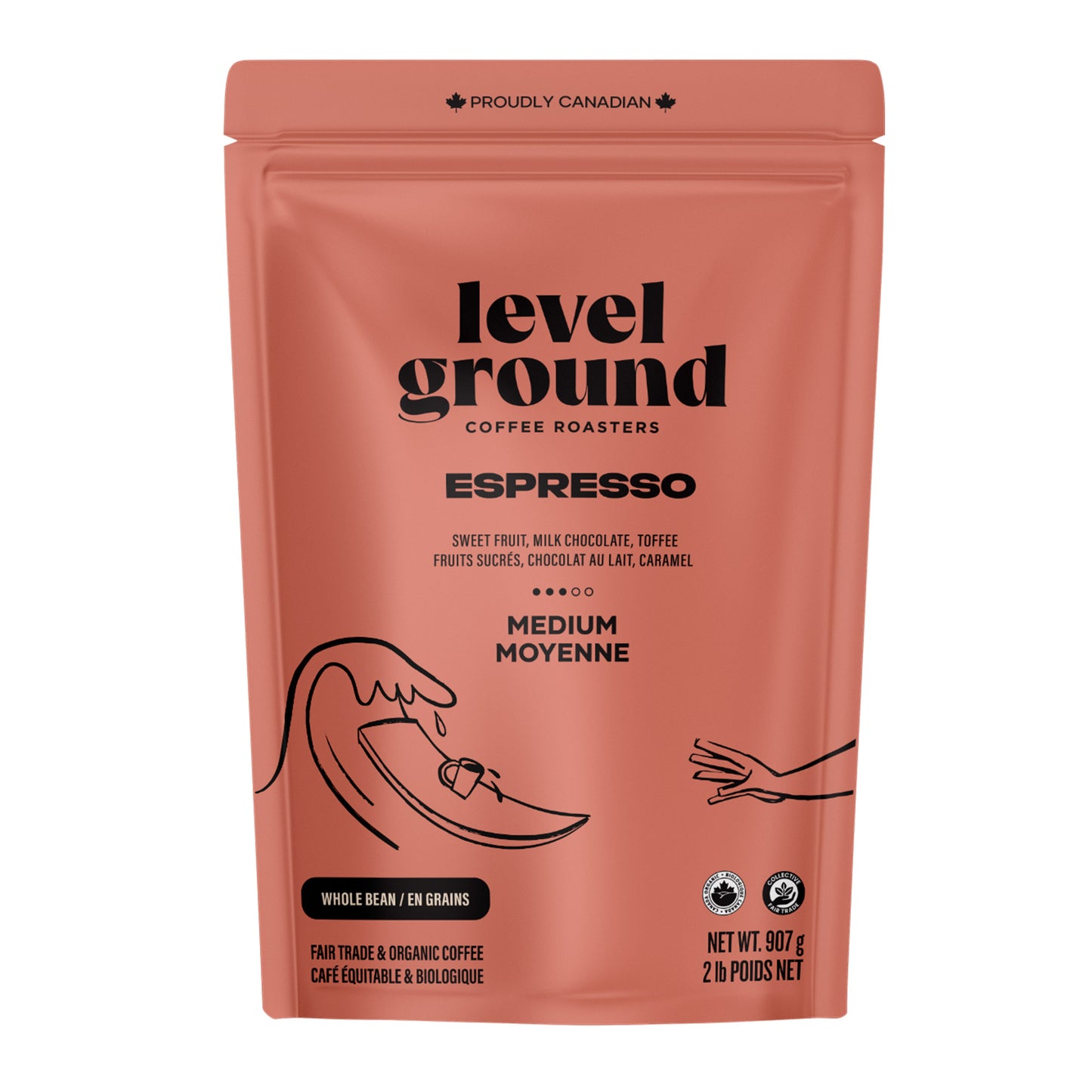 Level Ground Organic Espresso Whole Bean Coffee, 2 × 907g - image 2