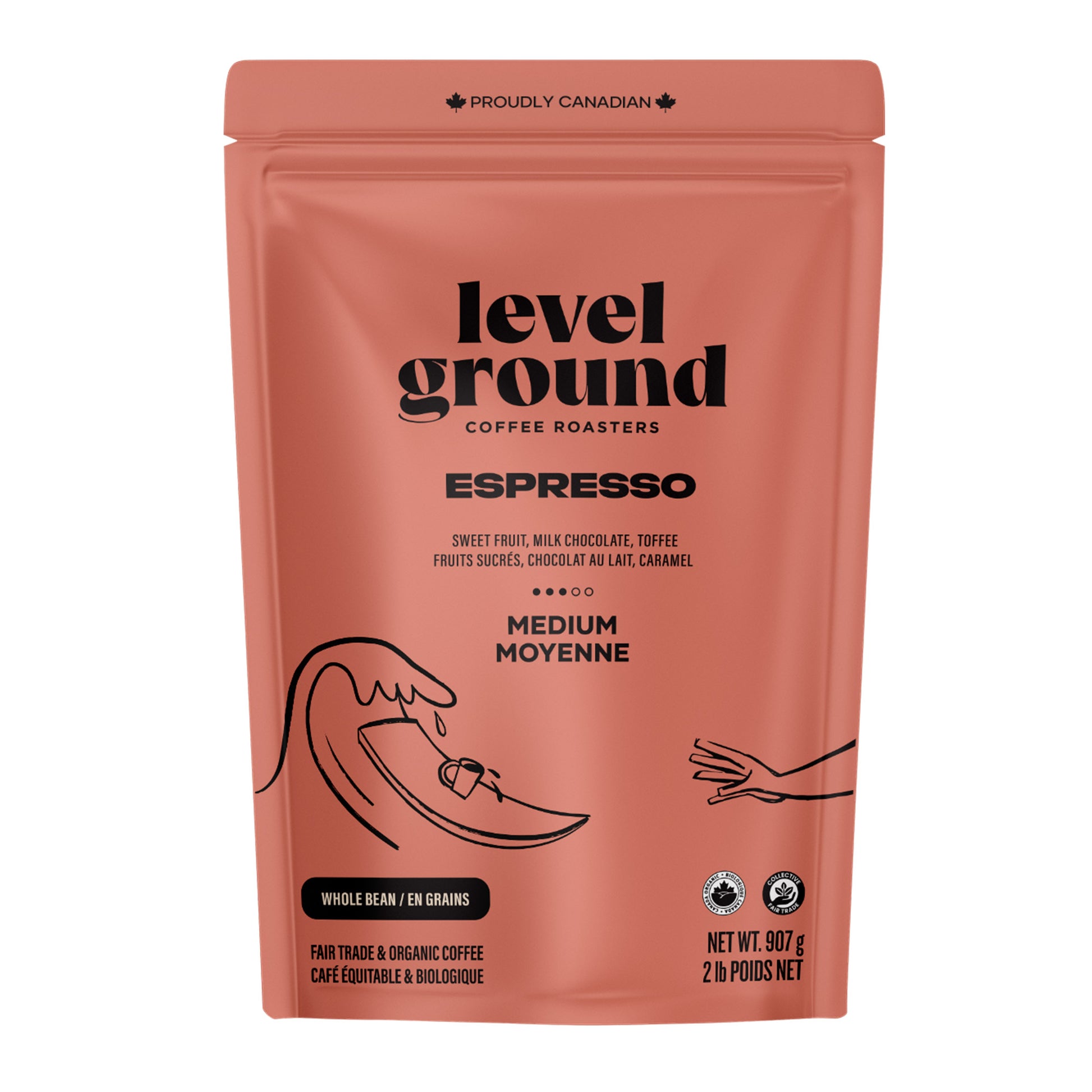 Level Ground Organic Espresso Whole Bean Coffee, 2 × 907g - image 2