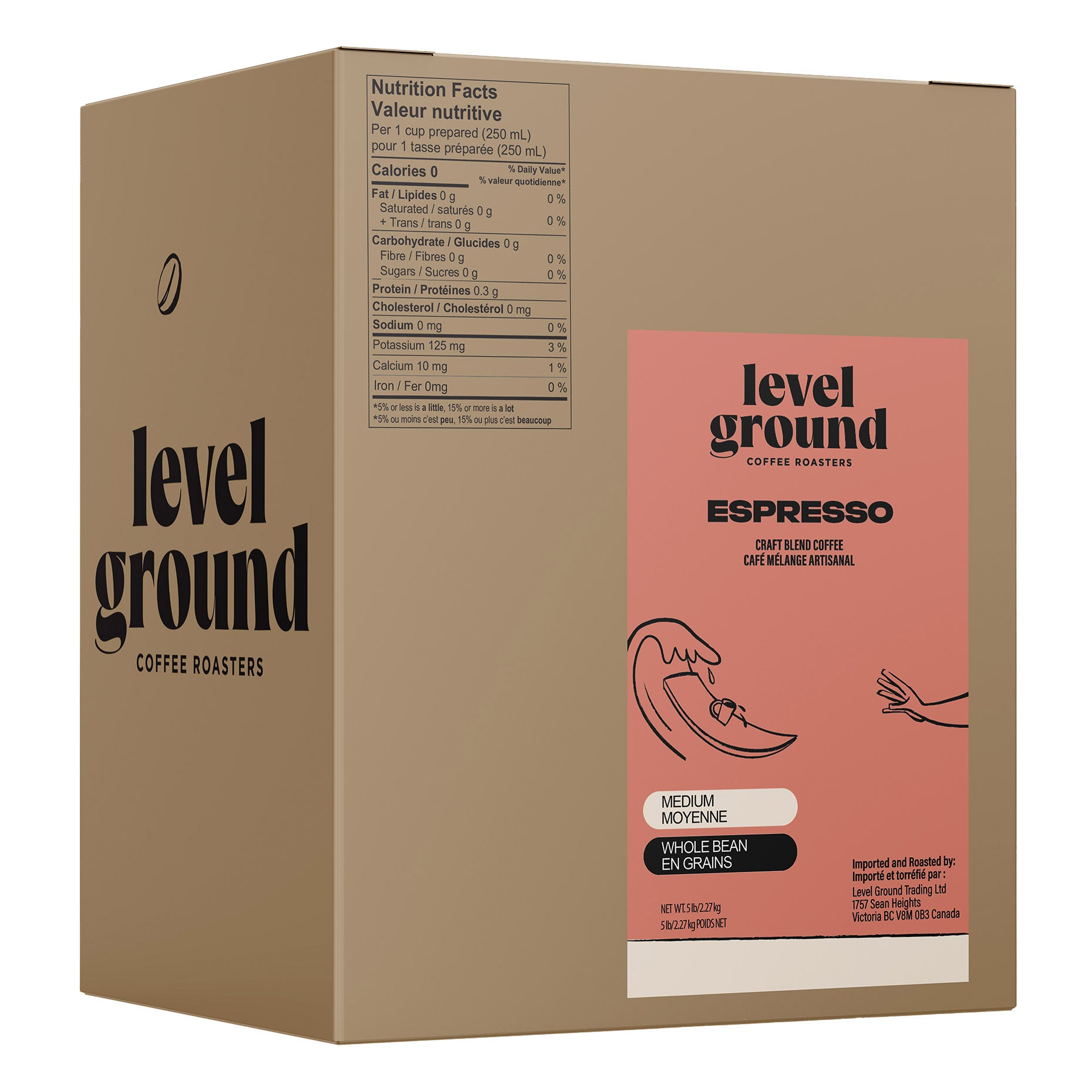 Level Ground Medium Roast Espresso Whole Bean Coffee, 2.27 kg - image 1