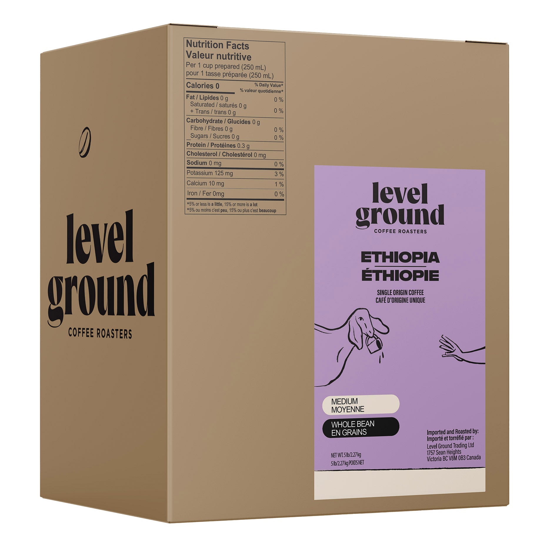 Level Ground Ethiopia Medium Roast Whole Bean Coffee, 2.27 kg - image 1