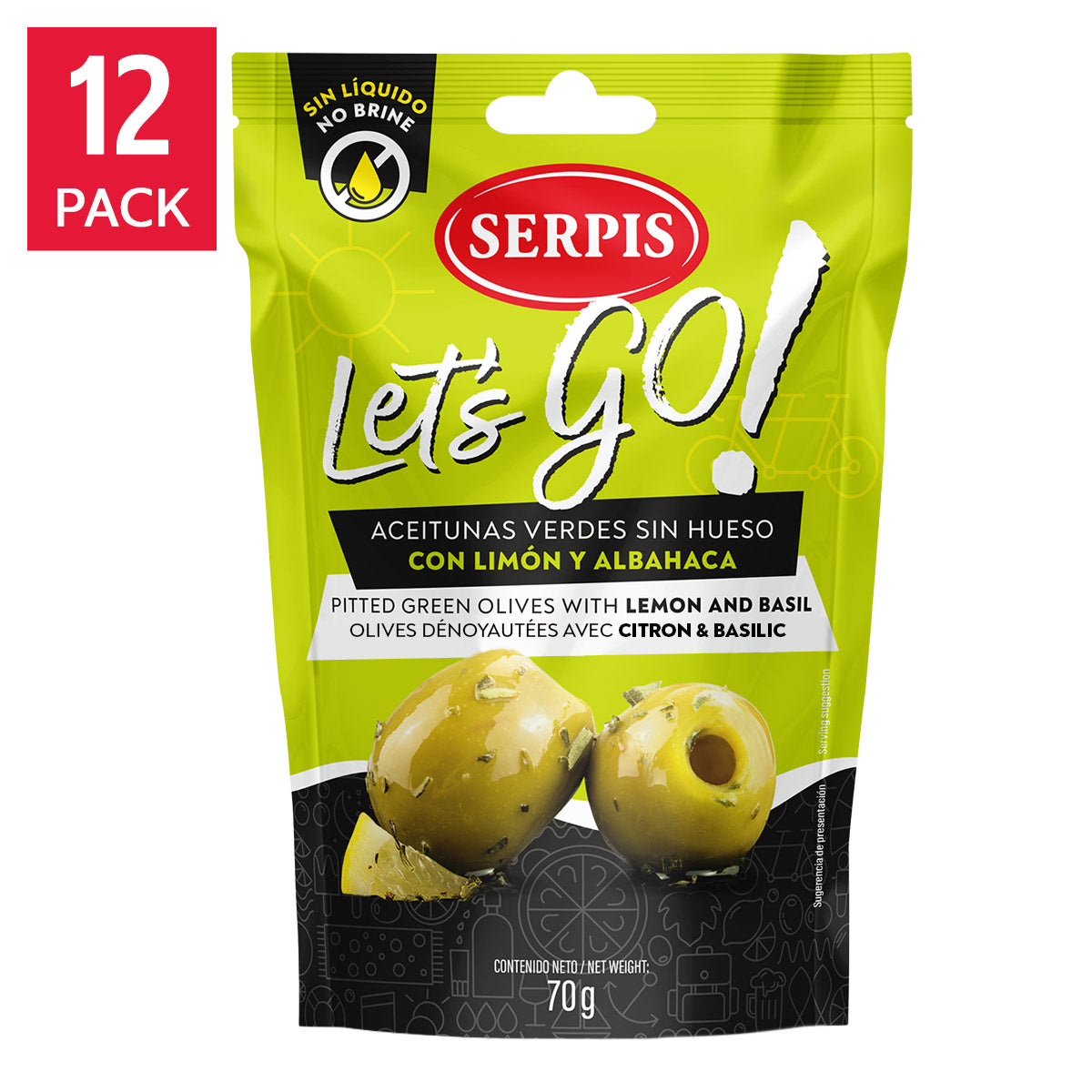 Serpis Let's Go Pitted Olives, 12 × 70 g - image 1