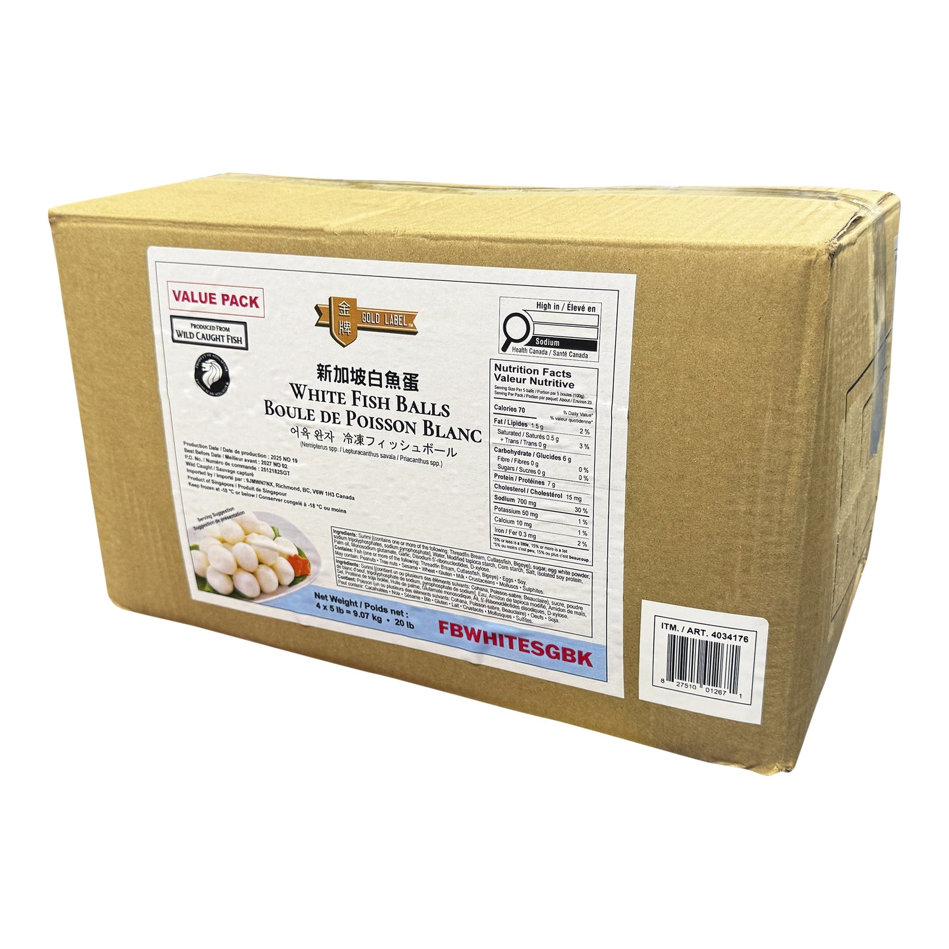 Gold Label White Fish Balls, 9.07 kg - image 1
