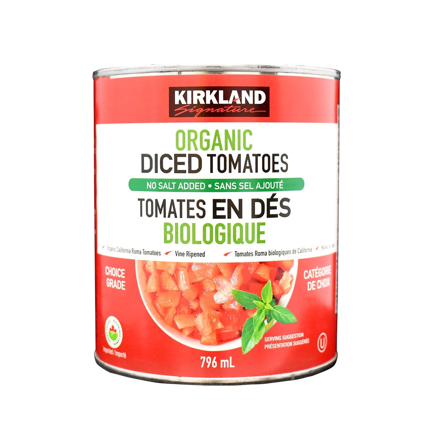 Kirkland Signature Organic Diced Tomatoes, 8 × 796 mL - image 1