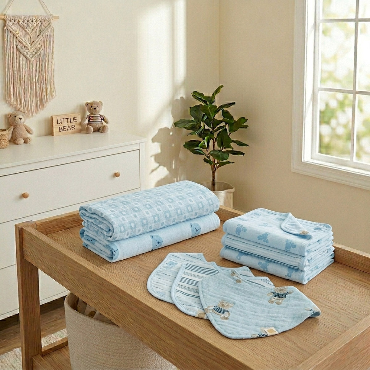 Piccolo Bambino Baby Muslin Essentials Pack, 8-piece - image 1