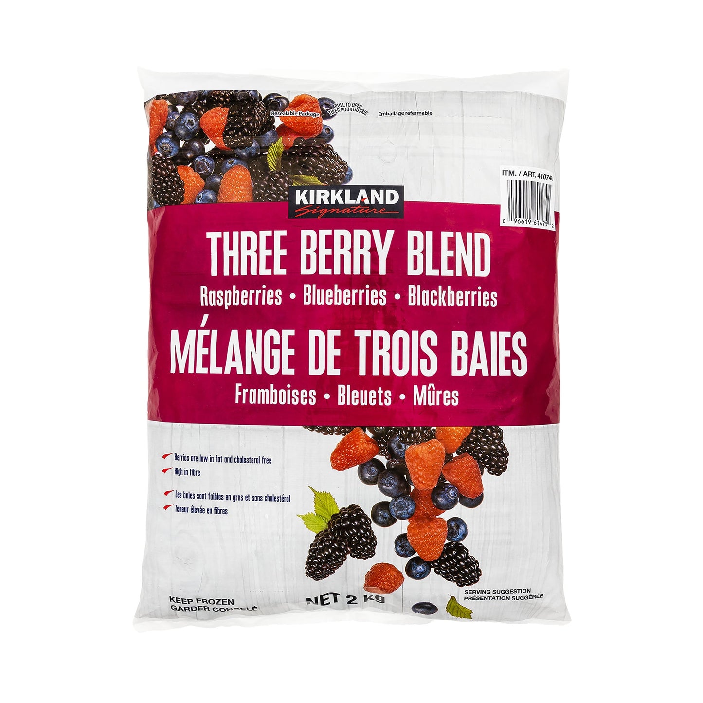Kirkland Signature Frozen Three-berry Blend Fruit, 2 kg - image 1