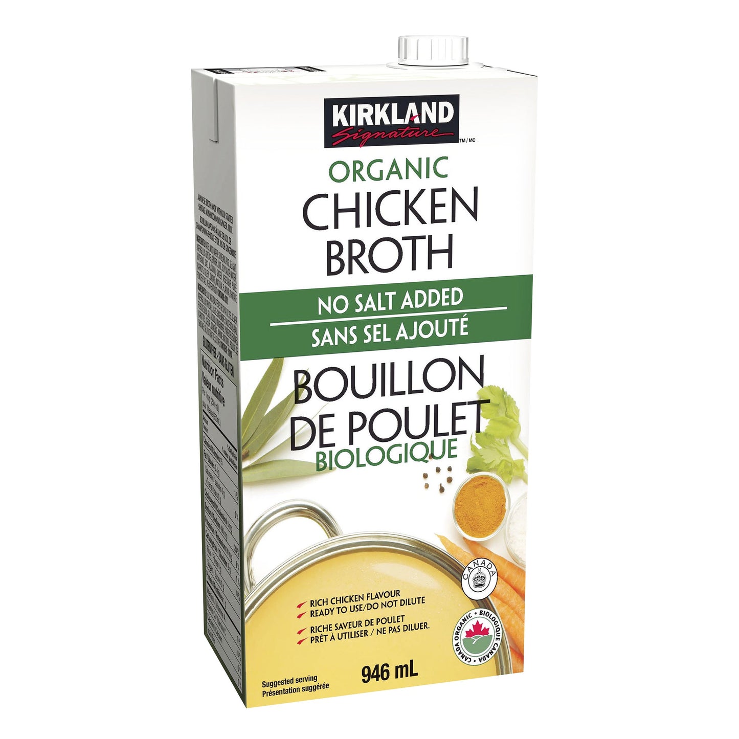 Kirkland Signature Organic Chicken Broth, 6 × 946 mL - image 1