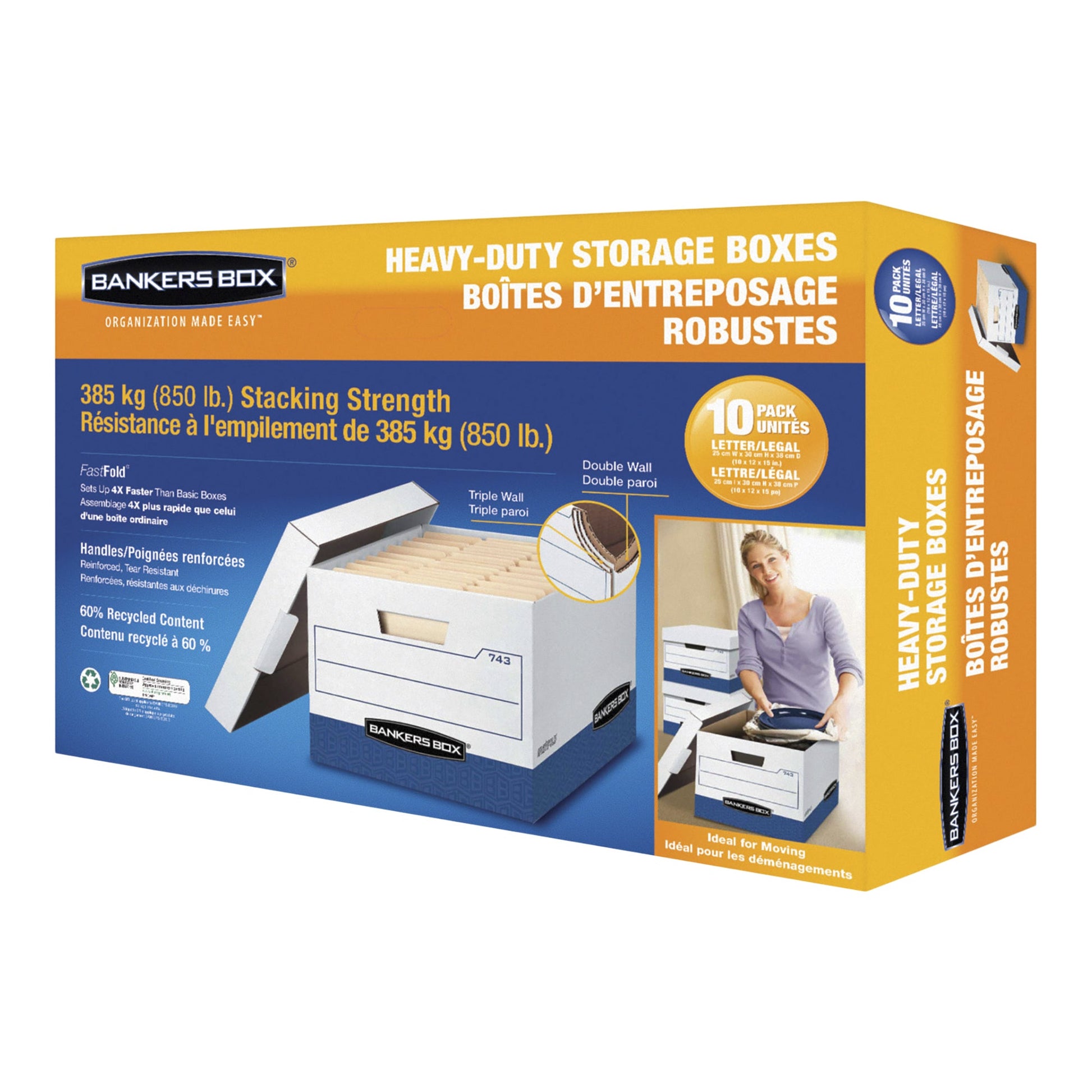 Fellowes Heavy-duty Letter-Legal Bankers Boxes, Pack of 10 - image 2