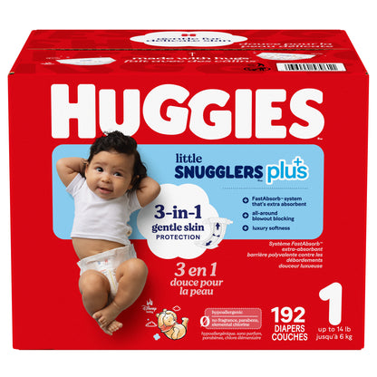 Huggies Little Snugglers Plus Diapers, Sizes 1 - 2 - image 2