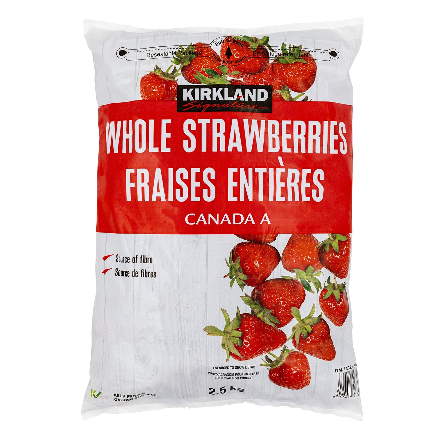 Kirkland Signature Grade A Frozen Whole Strawberries, 2.5 kg - image 1