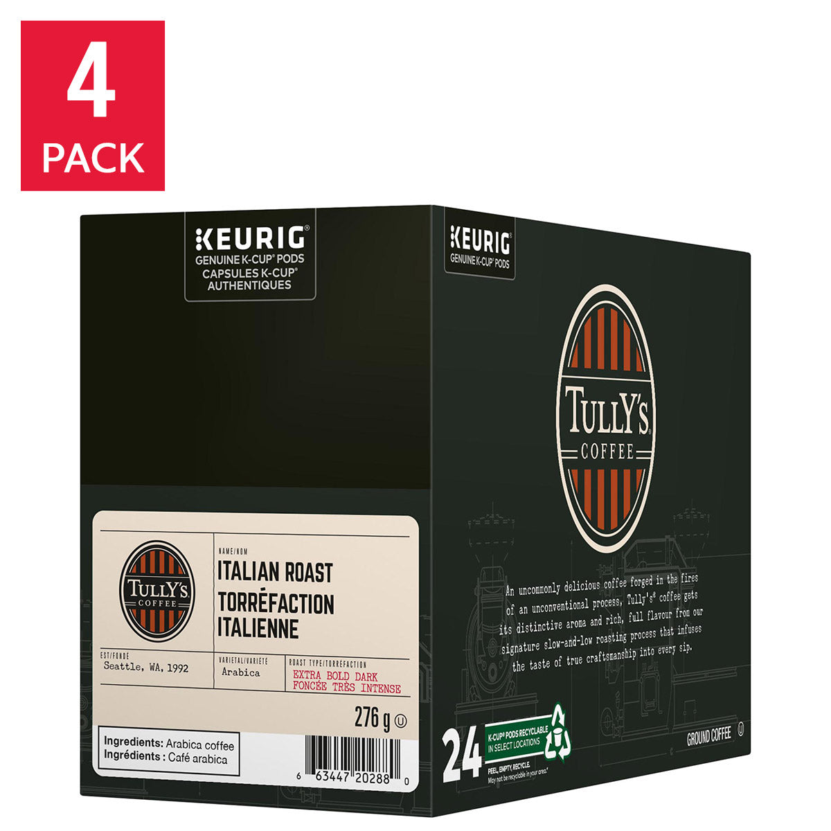 Tully's Italian Roast K-Cup Pods, 96-count - image 1