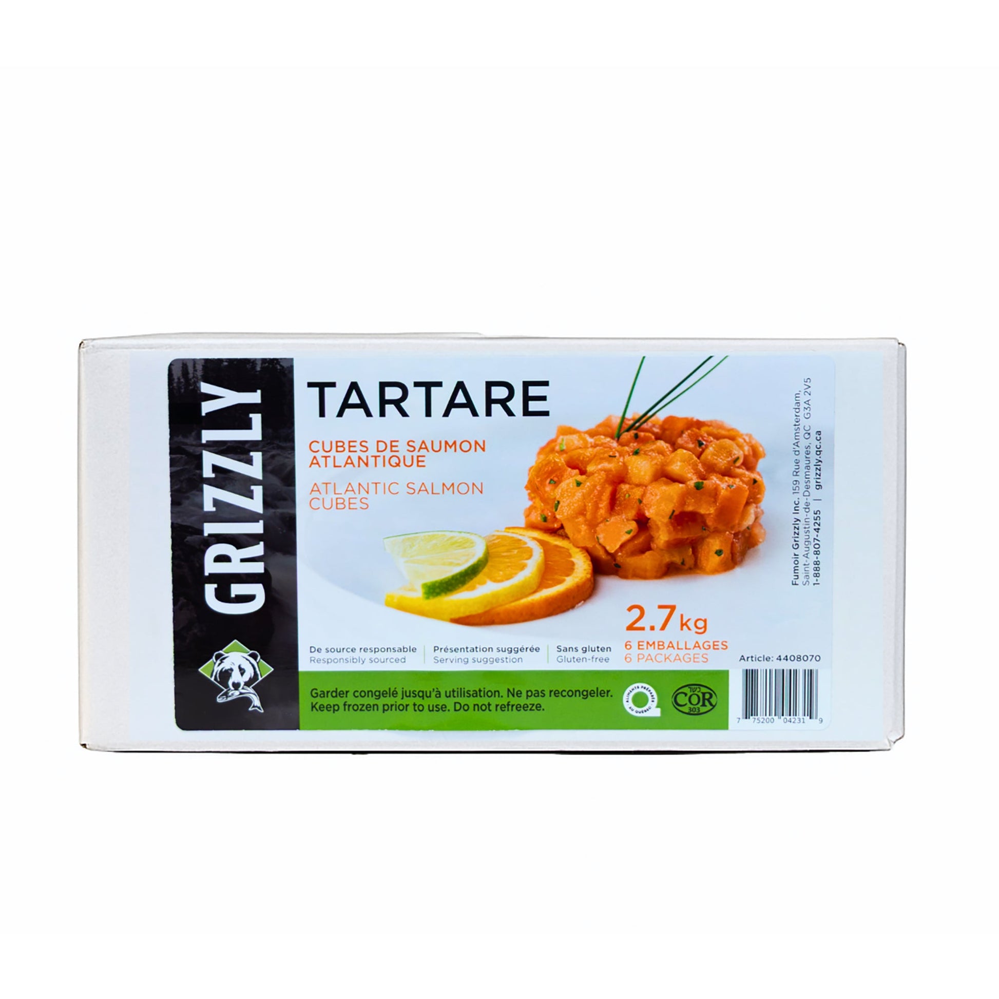 Grizzly Atlantic Salmon Cubes, 2.7 kg - image 1