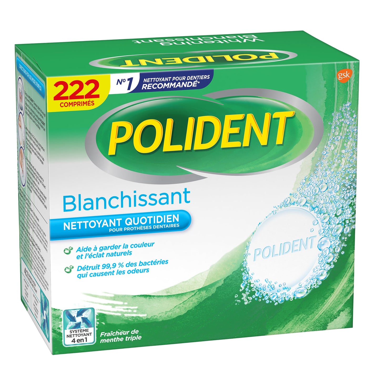 Polident Whitening Daily Cleanser, 222 tablets - image 1