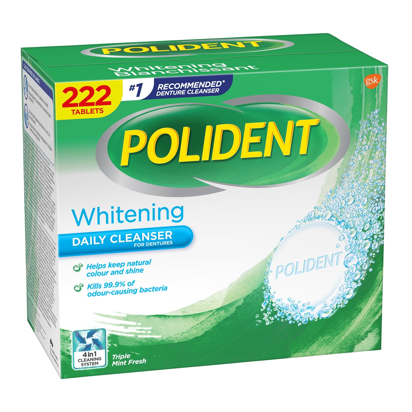 Polident Whitening Daily Cleanser, 222 tablets - image 2