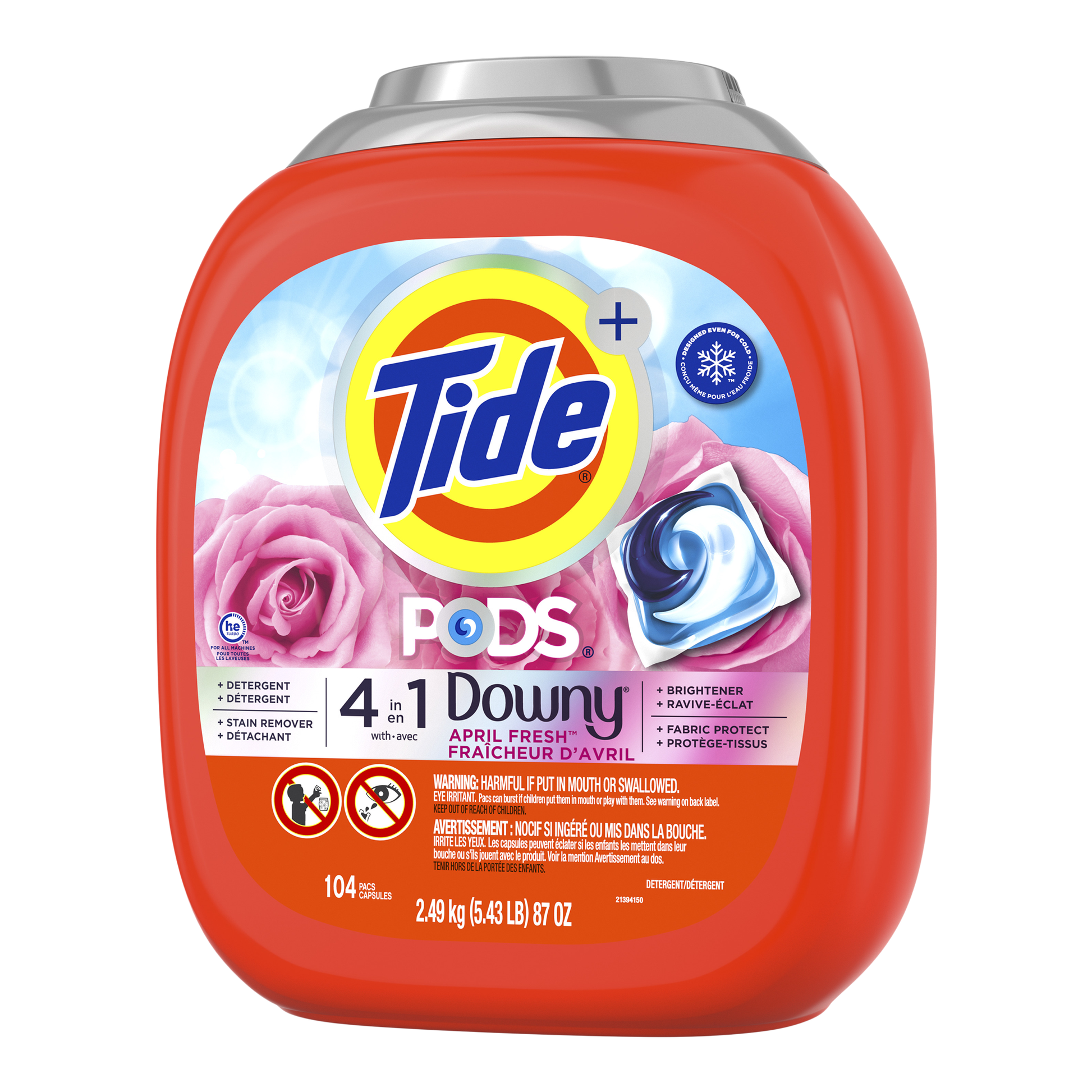 Tide Pods with Downy Liquid Laundry Detergent Pacs - April Fresh, 104 count - image 2