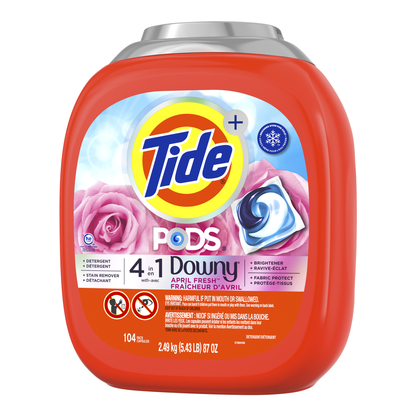 Tide Pods with Downy Liquid Laundry Detergent Pacs - April Fresh, 104 count - image 2
