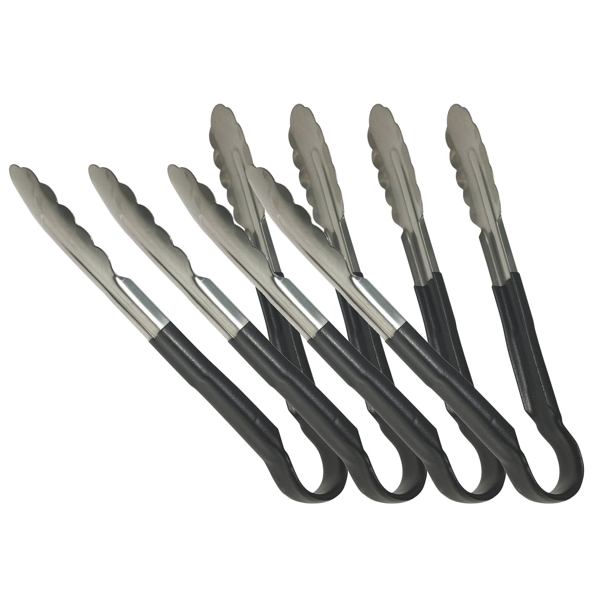 Sagetra Plastic Coated Black Utility Tongs 30.48 cm (12 in), Pack of 4 - image 1