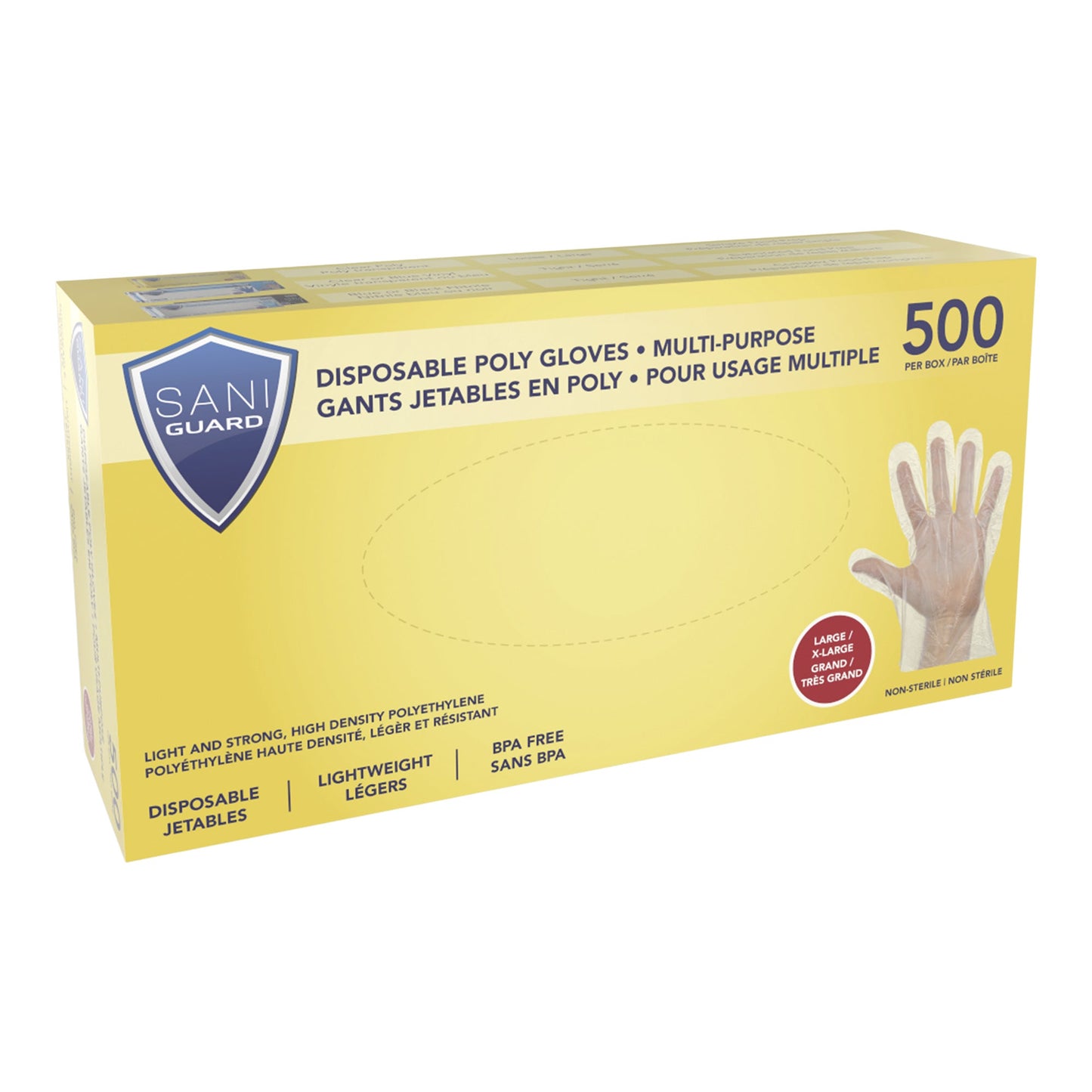 Sani-Guard Disposable HDPE Gloves L/XL,  500/PK X 20/CS (10,000 Gloves) - image 2