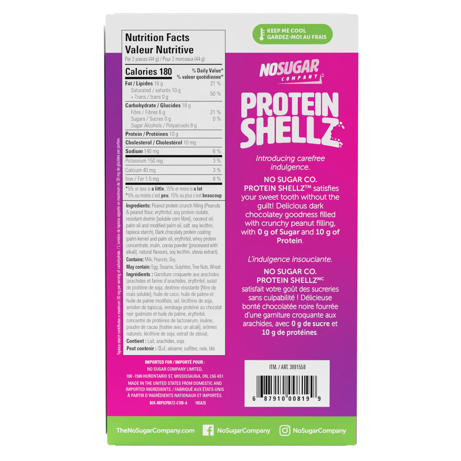 No Sugar Protein Shellz Dark Chocolatey Peanut Crunch, 2 × 572 g - image 2