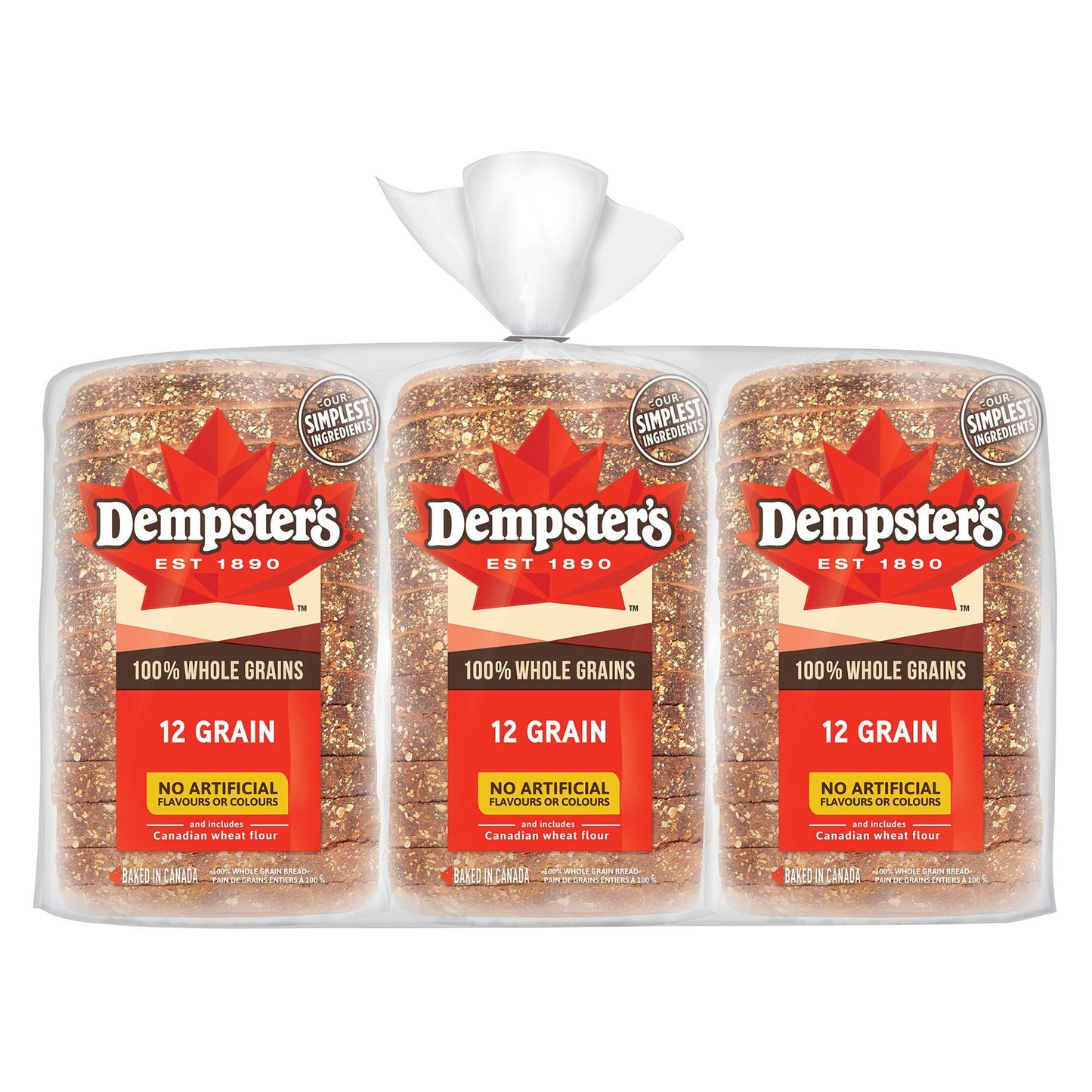 Dempster's 100% Whole Grain 12 Grain Bread, 3 × 600 g - image 1