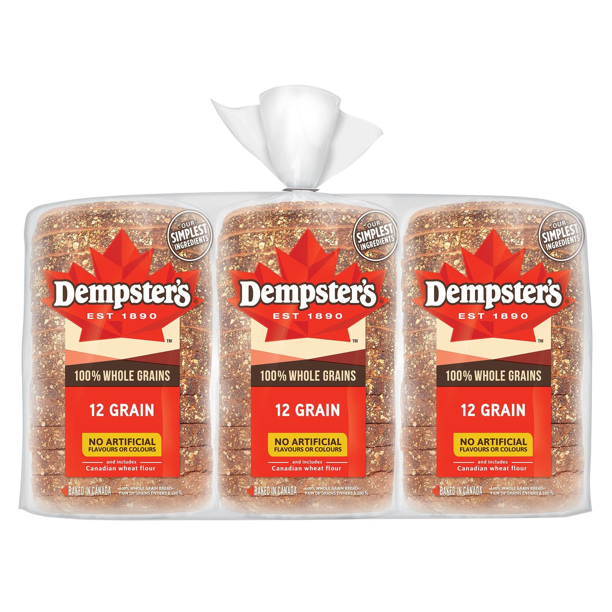 Dempster's 100% Whole Grain 12 Grain Bread, 3 × 600 g - image 1