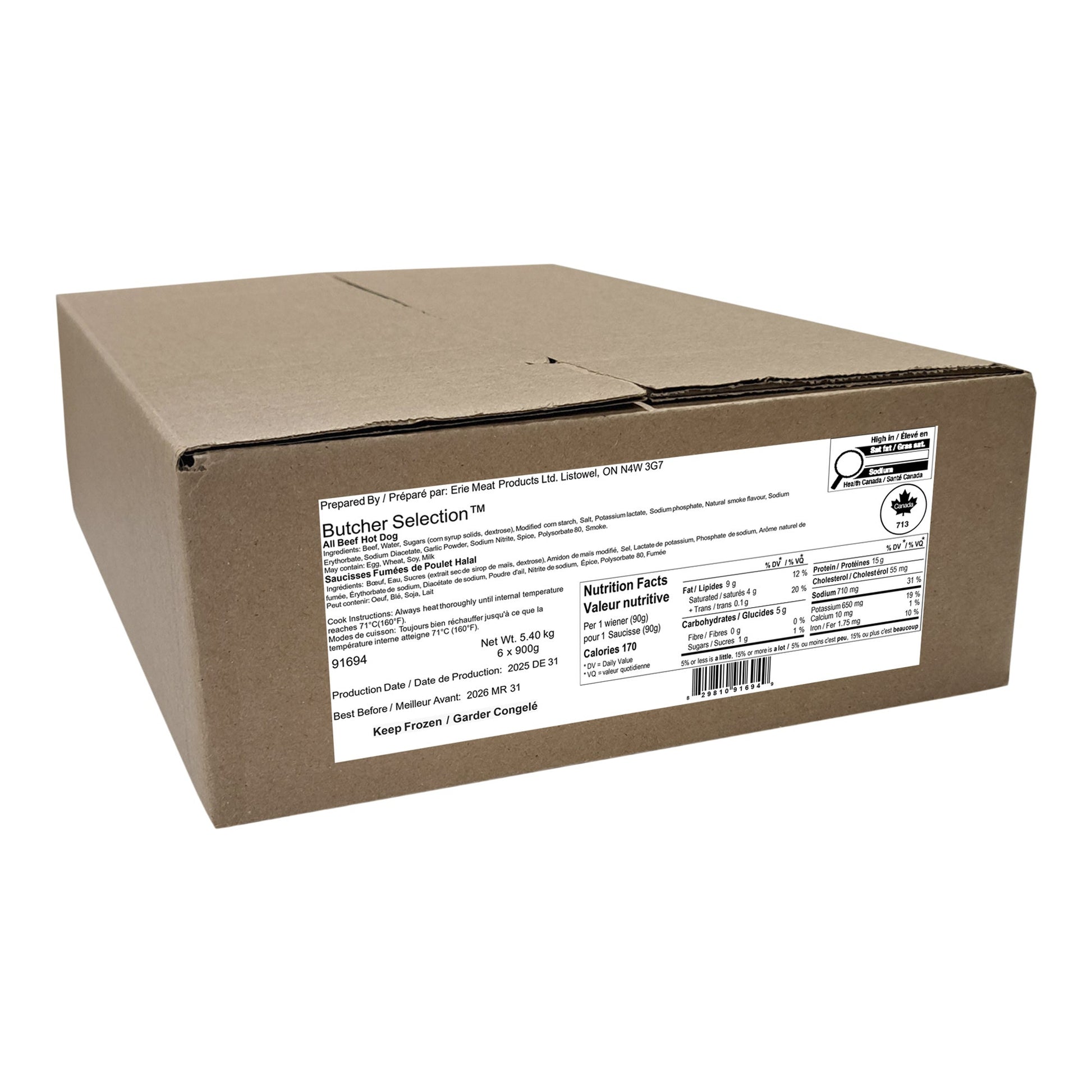 Butcher’s Selection All Beef Hot Dog -60x 90g - image 2