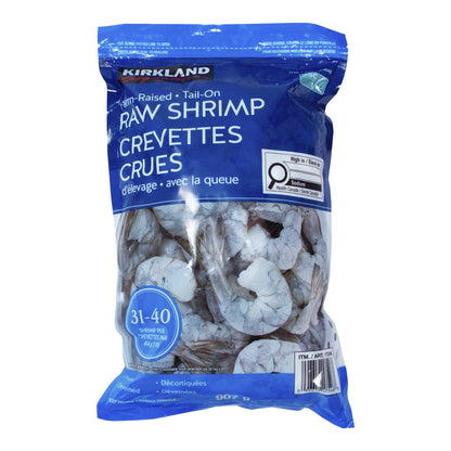 Kirkland Signature Frozen 31-40 Tail-on Raw Shrimp, 907 g - image 1