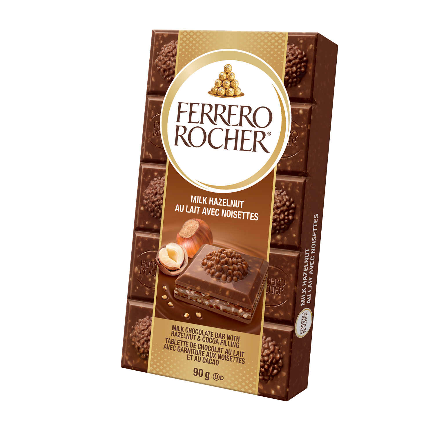 Ferrero Rocher Milk Hazelnut Chocolate Bars, 8 × 90 g — product image