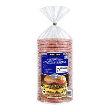 Kirkland Signature Frozen Lean Ground Beef Burger Patties, 24 × 113 g - image 1