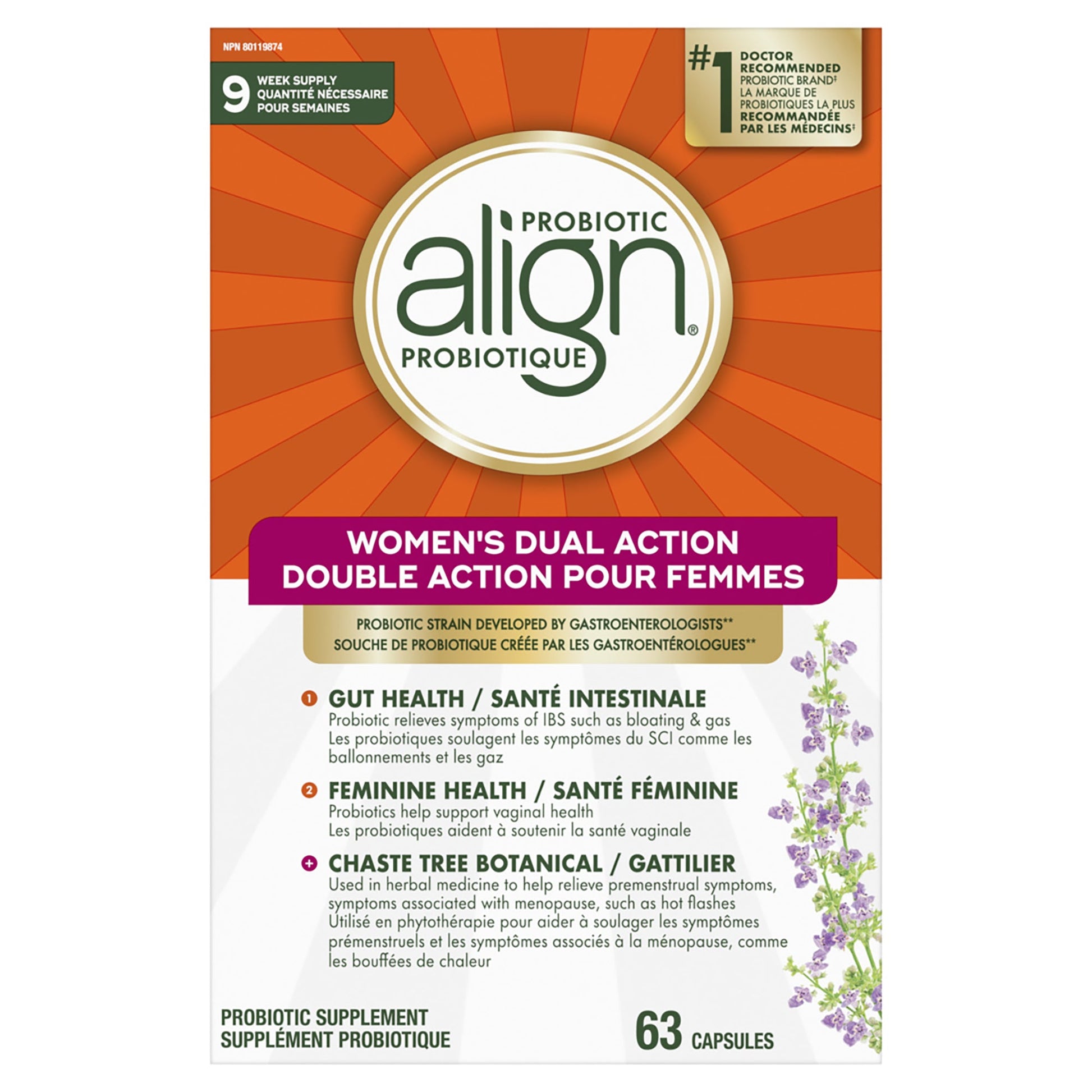 Align Women's Dual Action Probiotic, 63 capsules - image 1