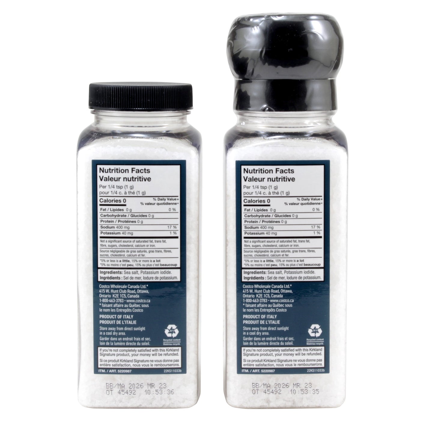 Kirkland Signature Sea Salt with Grinder and Refill, 738 g - image 3