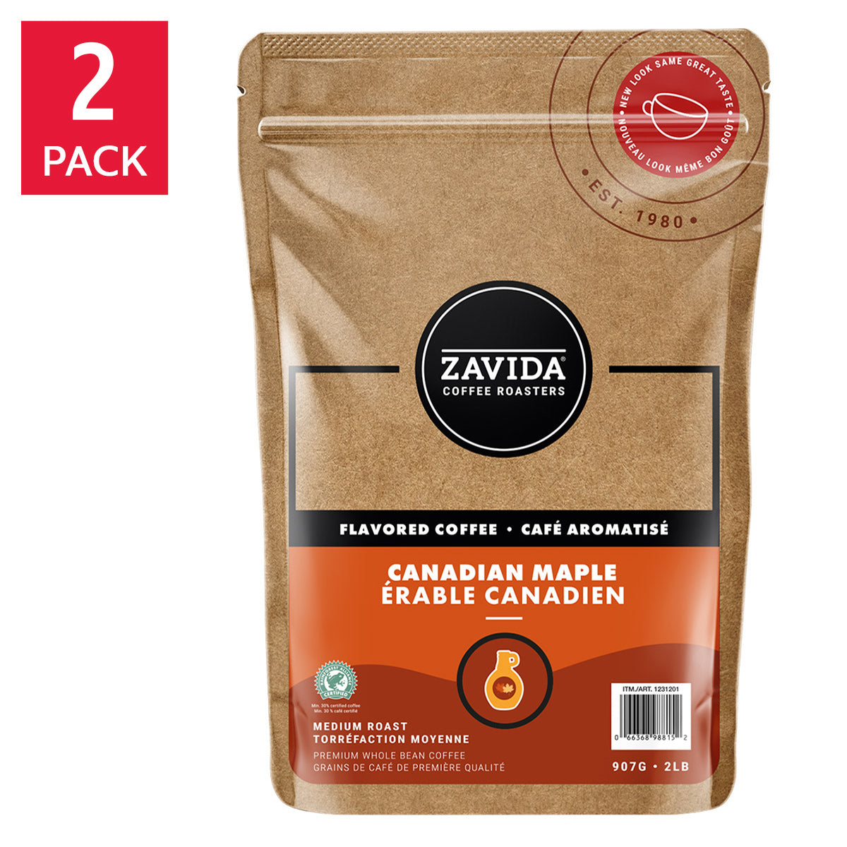 Zavida Canadian Maple Whole Bean Coffee, 2 × 907 g - image 1