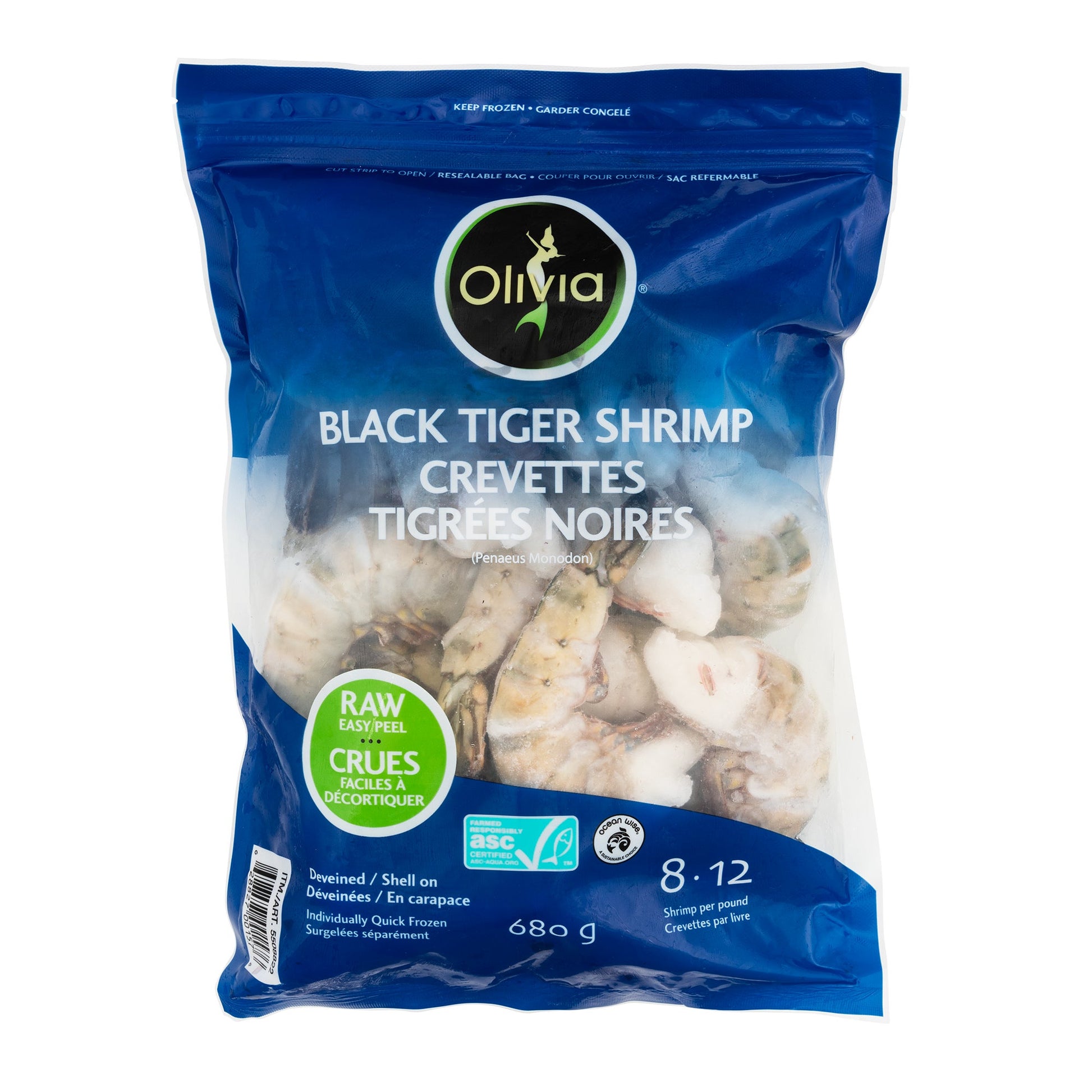 Olivia Frozen Black Tiger Shrimp 8-12, 680 g - image 1
