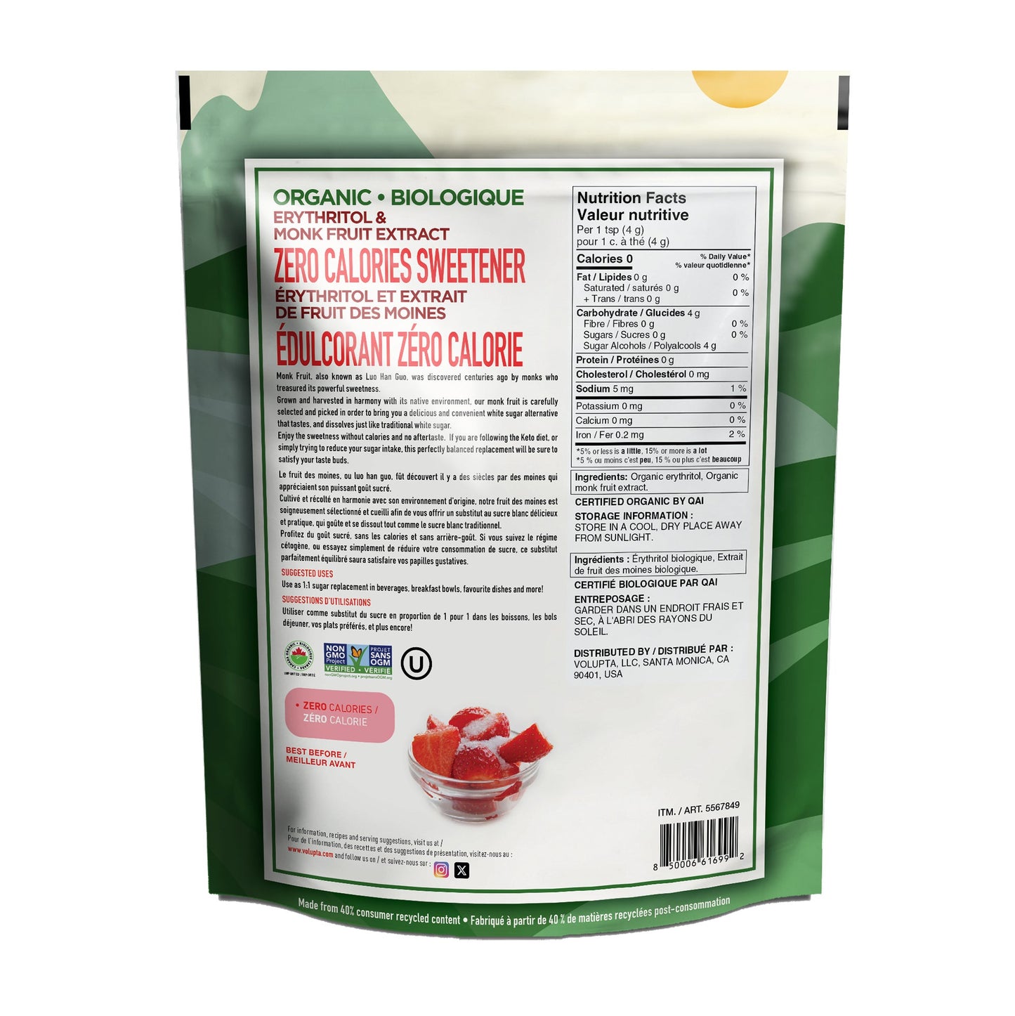 Volupta - Organic Erythritol Monk Fruit Sweetener 1.36 kg - image 2