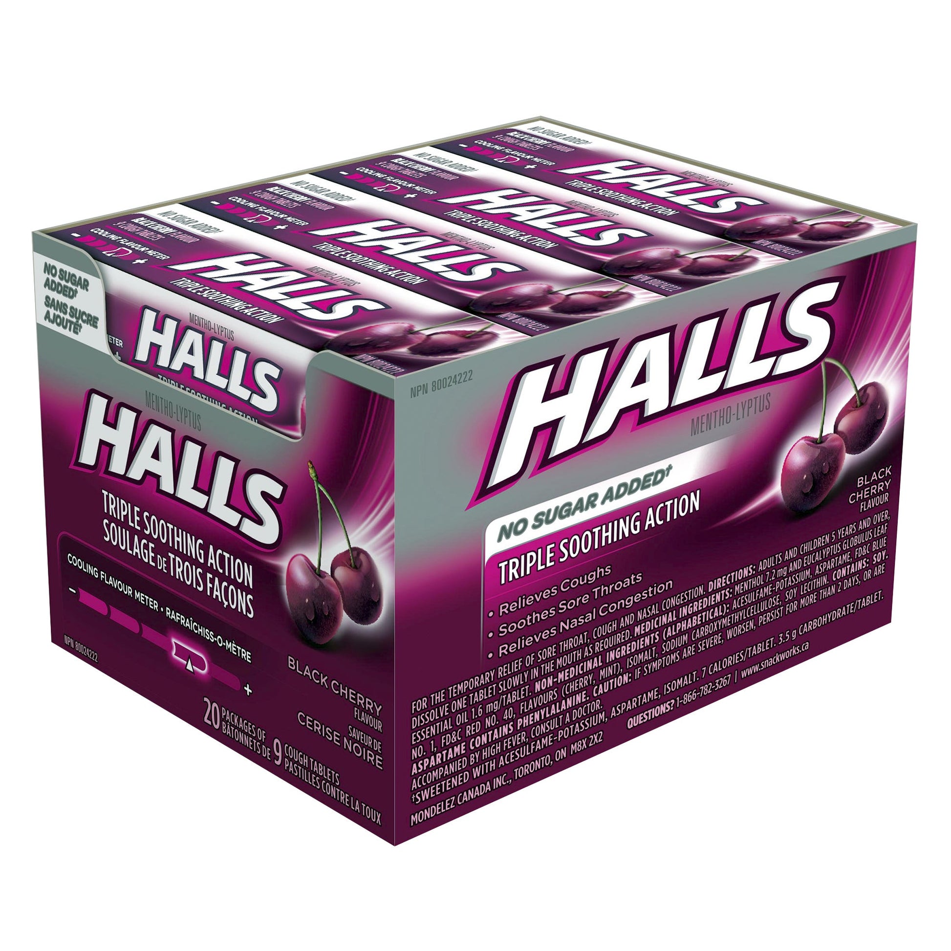 HALLS Mentho-Lyptus Black Cherry Cough Drops, 20 packs of 9 - image 2