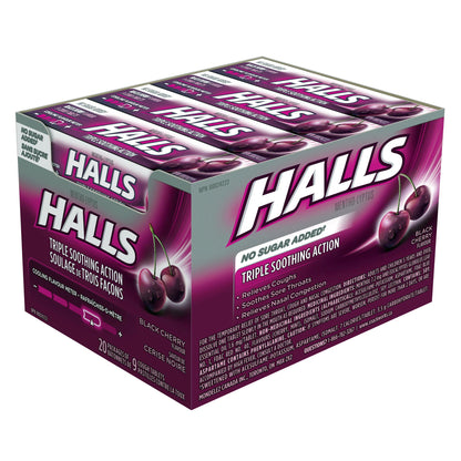 HALLS Mentho-Lyptus Black Cherry Cough Drops, 20 packs of 9 - image 2