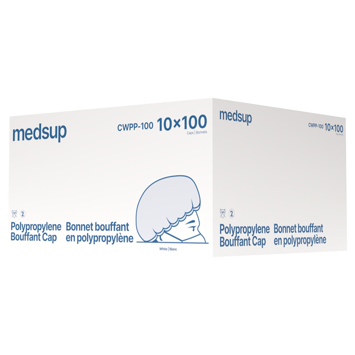 White polypropylene bouffant cap 21 in, case of 10x100pcs - image 2