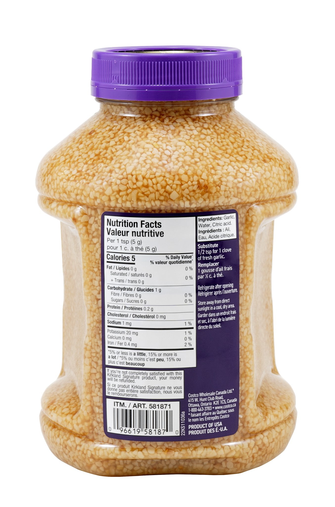 Kirkland Signature Minced California Garlic, 1.36 kg - image 2