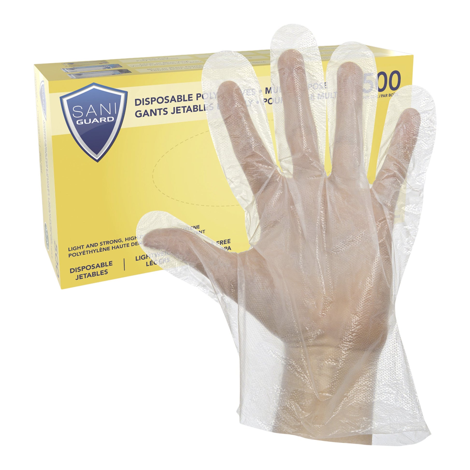 Sani -Guard Disposable HDPE Gloves M 500/PK X 20/CS (10,000 Gloves) - image 1