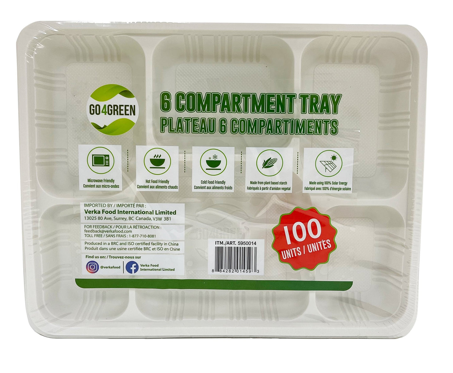 GO4GREEN - 6 Compartment Tray, Pack of 100 - image 3
