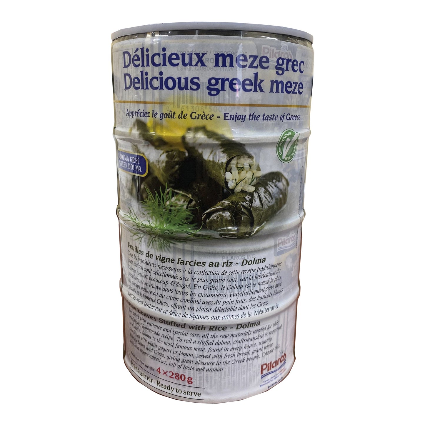 Pilaros Vine Leaves Stuffed with Rice, 4 × 280 g - image 1