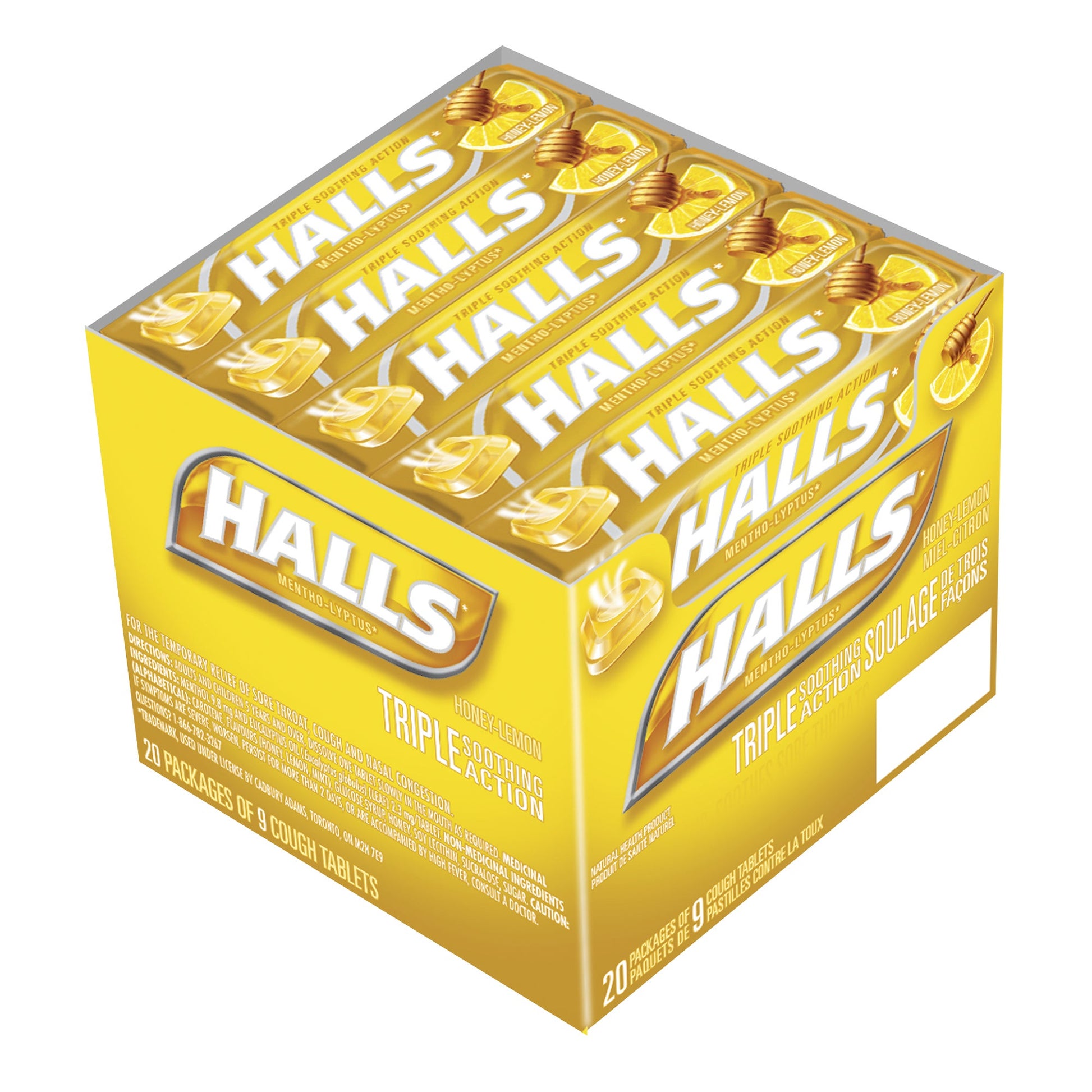 HALLS Mentho-Lyptus Honey-Lemon Cough Drops, 20 packs of 9 - image 3
