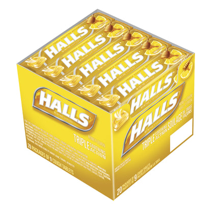 HALLS Mentho-Lyptus Honey-Lemon Cough Drops, 20 packs of 9 - image 3